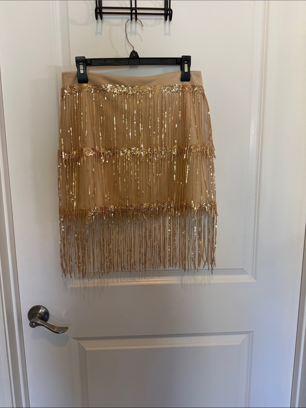 Gold Sequin Fringe Skirt